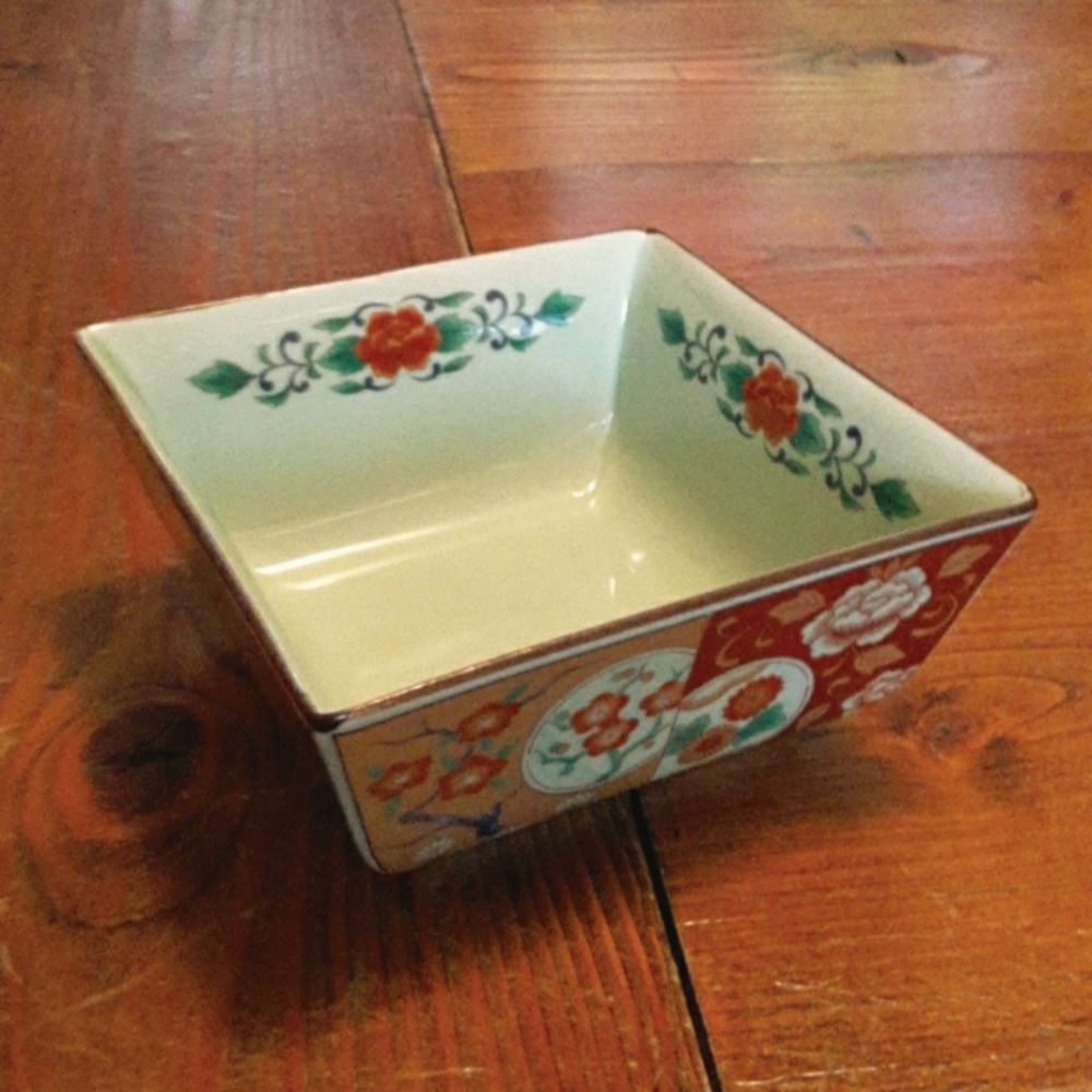 Glass floral bowl